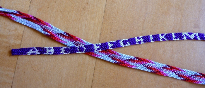 loop braided letterbraid of ten loops, by loopbraider, learned from Joy Boutrup's monograph