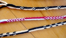 Doug's Braid - a 7-loop round 'spanish'-type loop braid, here shown with 3 different pick-up patterns
